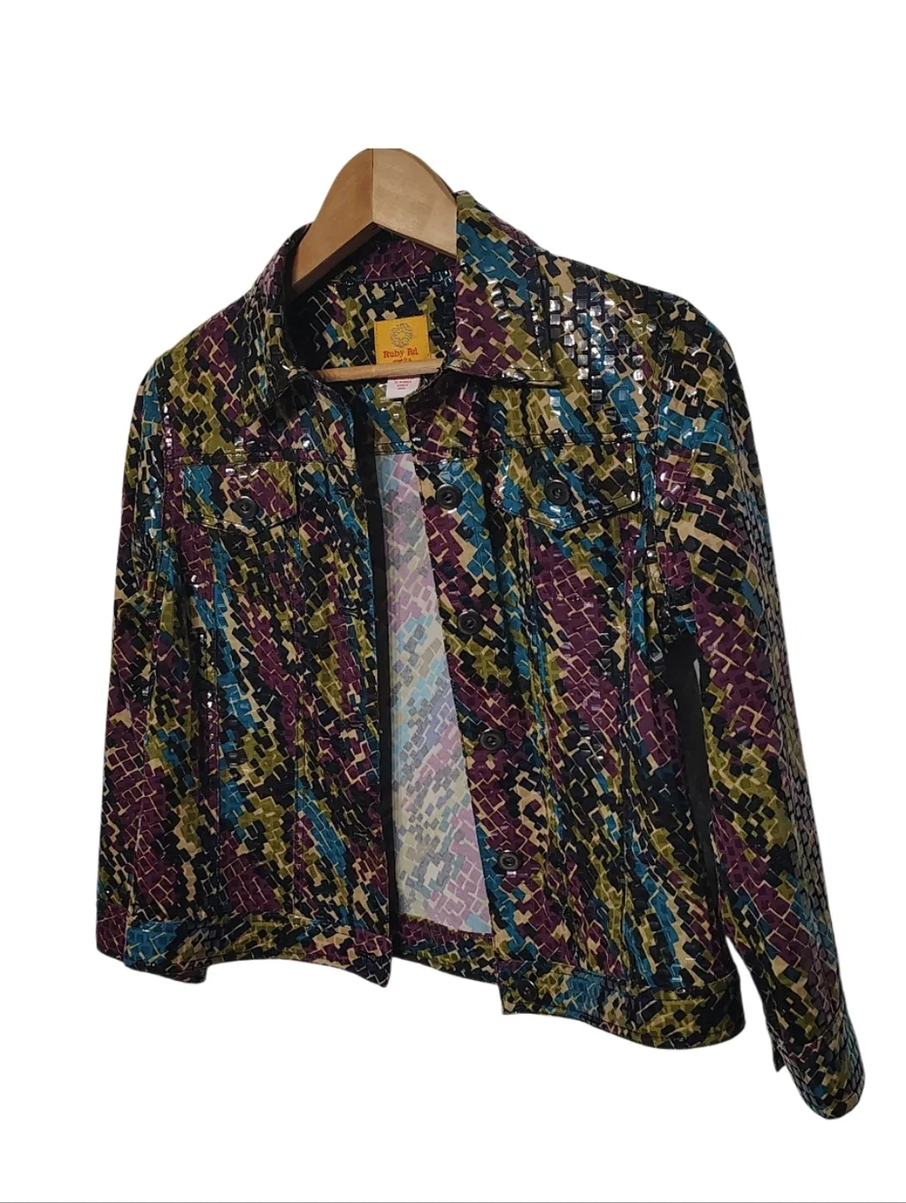 Ruby Rd Shimmering Trucker Style Jacket Size 4P - Picture 6 of 11